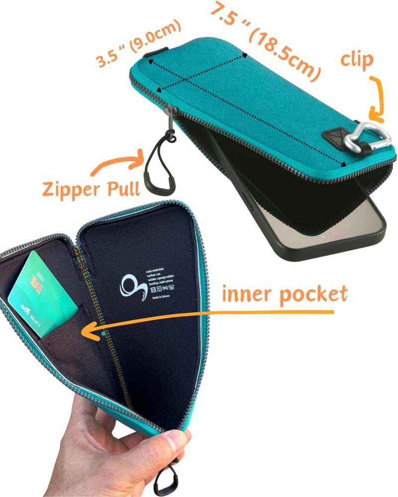 OneJoy Phone Sleeve Lightweight Cell Phone Pouch for Mobile Protection, Slim Fit and Durable, with Clip-on for Easy Carrying, Enough for 6.1" to 6.9" Cellphone [ Blue ] - Image 5